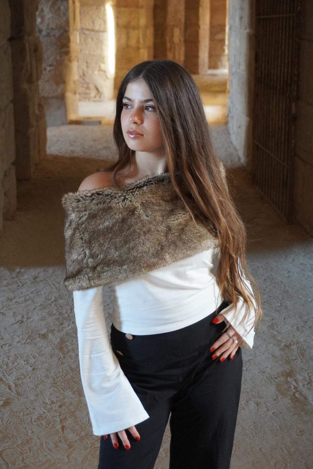 Off Shoulder Fur Top